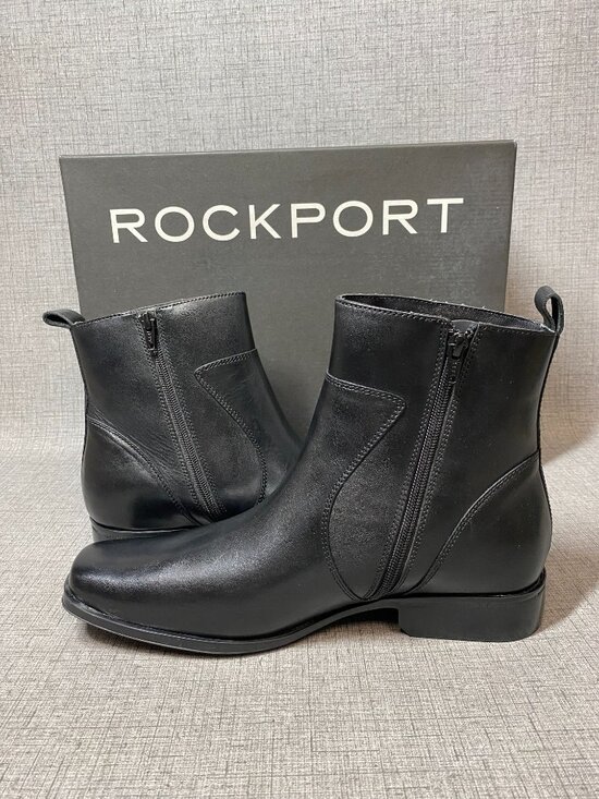 NEW Rockport Toloni Black Leather Boots